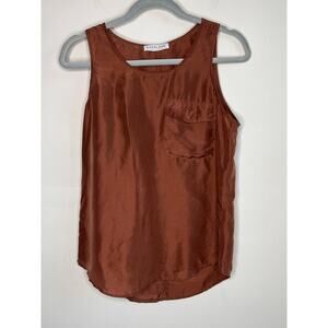 Everlane 100% Silk Chocolate Brown Pocket Tank Size S